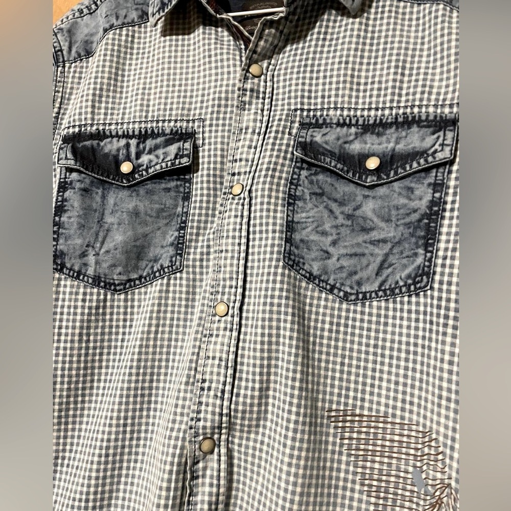 Buffalo David Bitton Blue Casual Button Down Shirt - Picture 3 of 3